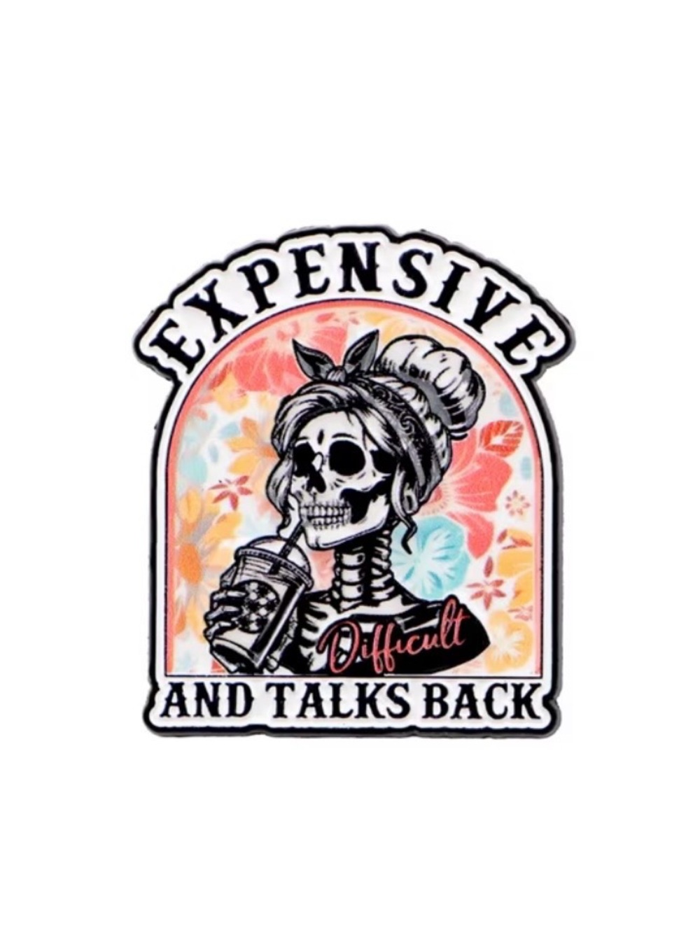 Expensive and Talks Back Skeleton Pin Floral Accent NEW